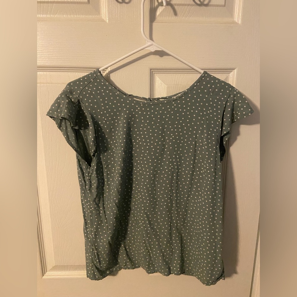 Abercrombie & Fitch Green Polka Dot Blouse
